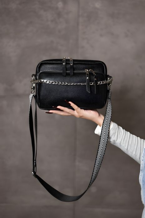 Жіноча шкіряна сумка крос-боді Skill чорного кольору Жіноча шкіряна сумка крос-боді Skill чорного кольору