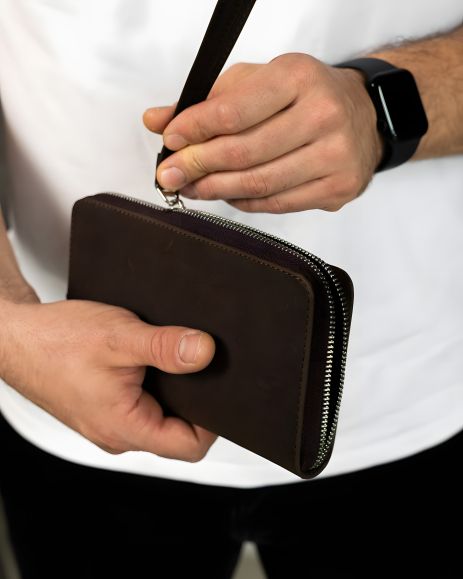 Шкіряний клатч-гаманець із натуральної шкіри Crazy Horse, коричневий Шкіряний клатч-гаманець із натуральної шкіри Crazy Horse, коричневий