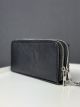Чоловічий чорний клатч-гаманець із натуральної зернистої шкіри