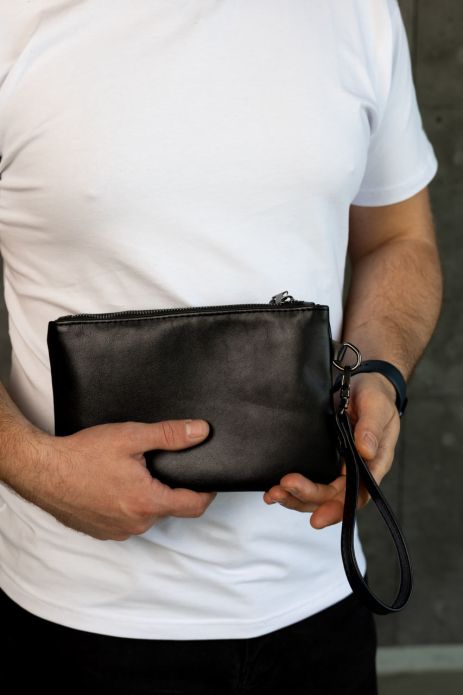 Клатч шкіряний із натуральної гладкої шкіри SKILL чорний