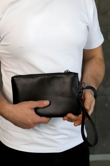 Кожаный клатч из натуральной кожи SKILL черный