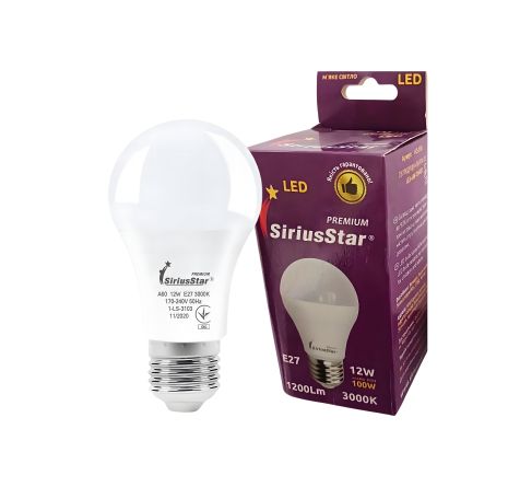 Світлодіодна лампа SIRIUSSTAR 3103 А60 12W-3000K-E27 (Теплий Білий)