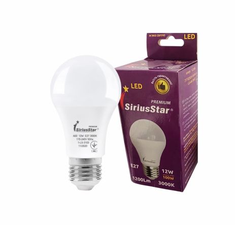 Лампа светодиодная SIRIUSSTAR 3103 А60 12W-3000K-E27