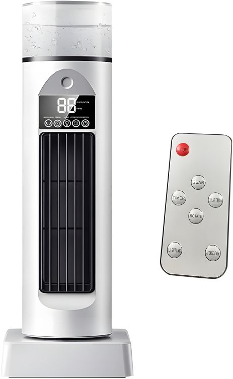 BYM-907S башенный беспроводной вентилятор с USB питанием, увлажнением, подсветкой и пультом белый