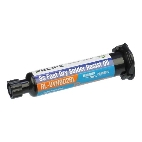 Швидковисихаючий ізоляційний синій лак Relife RL-UVH902BL 3S в шприці, 10 ml