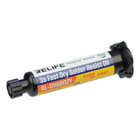 Лак изоляционный Relife RL-UVH902Y 3S быстросохнущий, жёлтый, в шприце, 10 ml