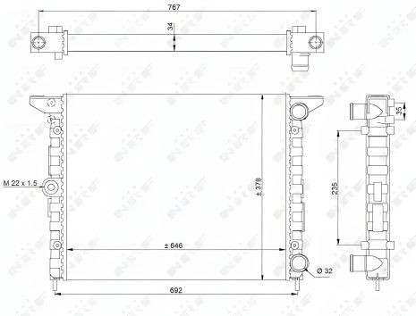 Радиатор охлаждения для SEAT ALHAMBRA, FORD GALAXY от NRF (519523)