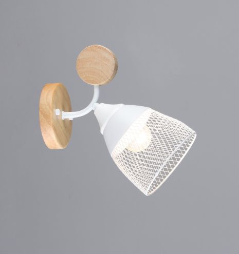 Бра настенное на 1 плафон VALESO N6779/1W E27 Белый + Дерево N6779/1W