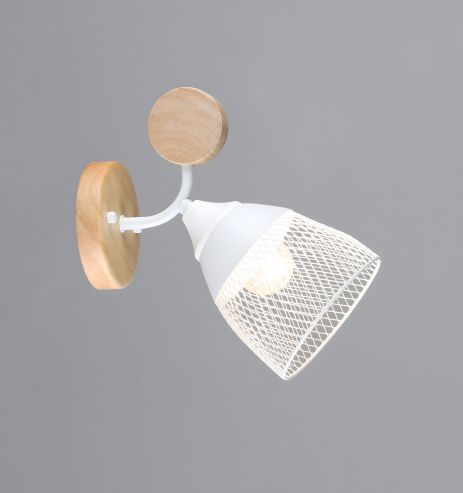 Настінне бра на 1 плафон VALESO N6779/1W E27 Білий + Дерево N6779/1W