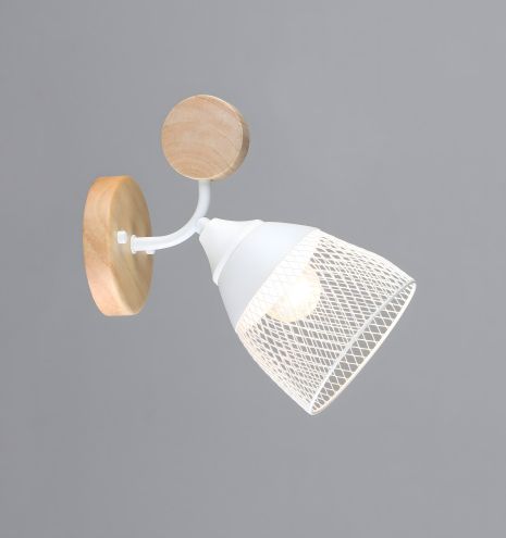 Настенное бра на 1 плафон VALESO N6779/1W E27 Белый + Дерево N6779/1W