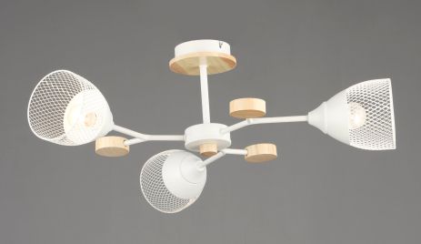 Люстра стельова на 3 плафони VALESO N6779/3 E27 Білий + Дерево N6779/3 Люстра стельова на 3 плафони VALESO N6779/3 E27 Білий + Дерево N6779/3