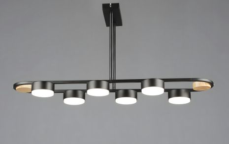 Світлодіодна стельова люстра VALESO N6720/6 GX53, чорний + дерево Світлодіодна стельова люстра VALESO N6720/6 GX53, чорний + дерево