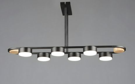 Светодиодная потолочная люстра на 6 плафонов VALESO N6720/6 GX53 Черный + Дерево N6720/6