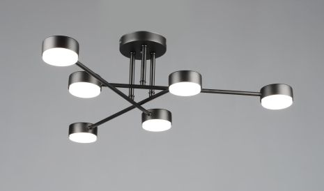 Люстра стельова світлодіодна VALESO GX53, чорна, N6716/6 Люстра стельова світлодіодна VALESO GX53, чорна, N6716/6