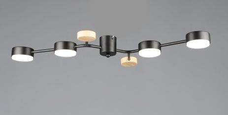 Люстра стельова світлодіодна VALESO N6713/4 GX53 Чорний + Дерево N6713/4