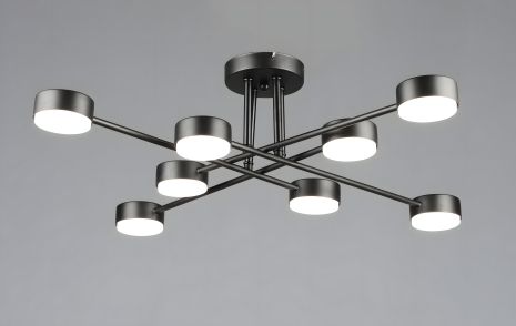 Потолочная светодиодная люстра VALESO модель N6716/8 с 8 плафонами в черном цвете