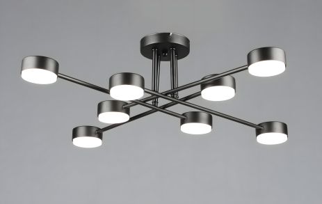 Потолочная светодиодная люстра VALESO модель N6716/8 с 8 плафонами в черном цвете