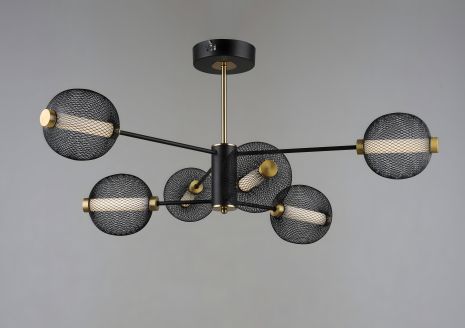 Люстра стельова світлодіодна VALESO 6 плафонів LED Чорний Золото Метал 3000K+6500K YH1464/6 - Унікальний дизайн Люстра стельова світлодіодна VALESO 6 плафонів LED Чорний Золото Метал 3000K+6500K YH1464/6 - Унікальний дизайн