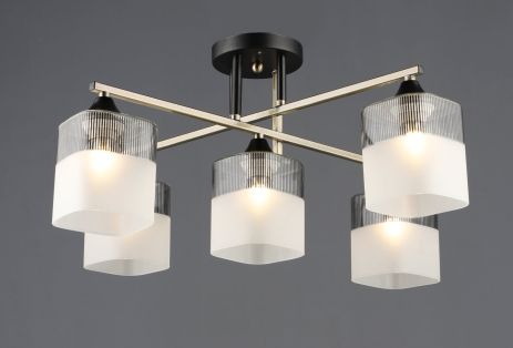 Люстра стельова на 5 плафонів VALESO E27 Бронза Чорний Скло Сталь A4425/5