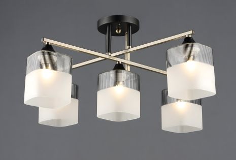 Потолочная люстра на 5 плафонов VALESO E27 Бронза Черный Стекло Сталь A4425/5