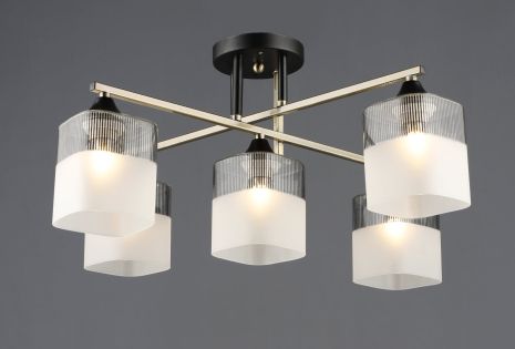Стельова люстра на 5 плафонів VALESO E27 Бронза Чорний Скло Сталь A4425/5