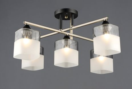 Потолочная люстра на 5 плафонов VALESO E27 Бронза Черный Стекло Сталь A4425/5