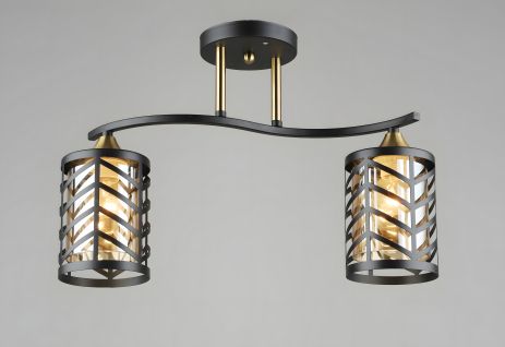 Потолочная люстра с двумя плафонами VALESO E27 Черный Медь Стекло Сталь N5943/2
