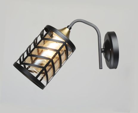 Бра настінне VALESO 1-плафон E27 Чорний Мідь Скло Сталь N5943/1W