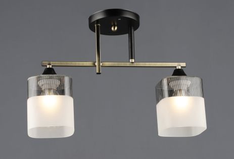 Люстра стельова на 2 плафони VALESO E27 Бронза Чорний Скло Сталь A4425/2