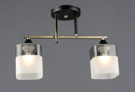 Потолочная люстра на 2 плафона VALESO E27 бронза черный стекло сталь A4425/2