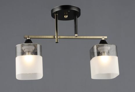 Стельова люстра на 2 плафони VALESO E27 Бронза Чорний Скло Сталь A4425/2