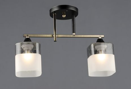 Потолочная люстра на 2 плафона VALESO E27 бронза черный стекло сталь A4425/2