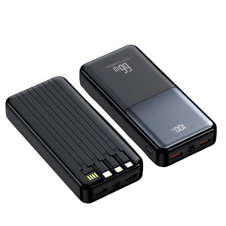 Power Bank 20000 мАч с 4 кабелями и быстрой зарядкой (JM-803) Черный