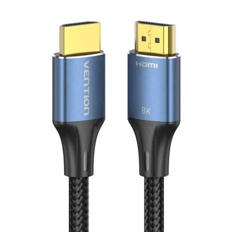 Кабель Vention Cotton Braided HDMI-A Male to Male, v2.1, 8K, 2M, Blue Aluminum Alloy Type (ALGLH)