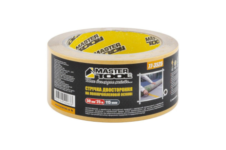 Лента двусторонняя на полипропиленовой основе 50 мм×25 м MASTERTOOL 77-3525