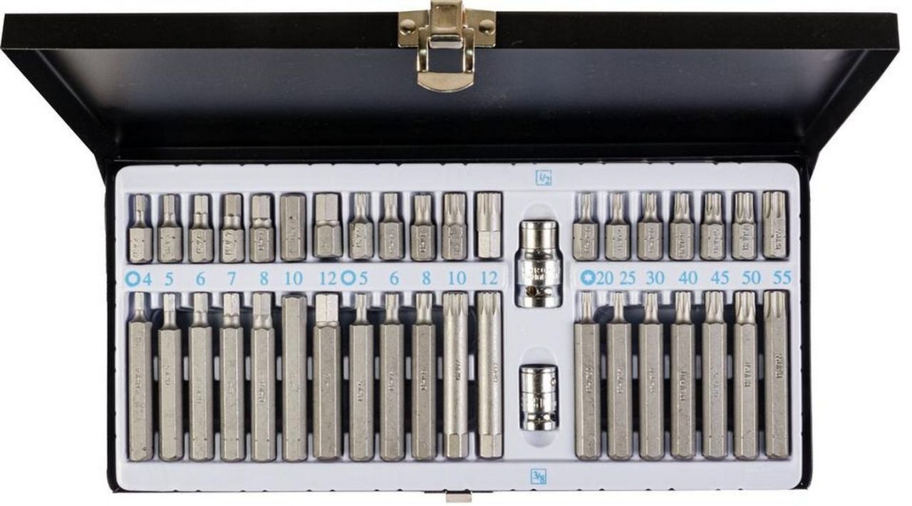 Набор TORX/HEX/SPLINE насадок 40 шт в металлическом кейсе MASTERTOOL 78-1240 Набор TORX/HEX/SPLINE насадок 40 шт в металлическом кейсе MASTERTOOL 78-1240