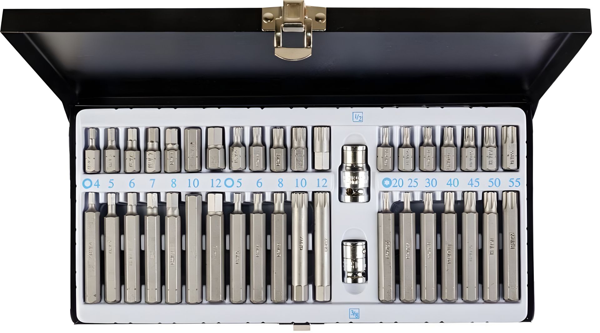 Torx/HEX/SPLINE набір насадок 40 шт у металі, MASTERTOOL 78-1240 Torx/HEX/SPLINE набір насадок 40 шт у металі, MASTERTOOL 78-1240