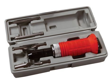 Ударно-поворотна викрутка з TPR накладкою та насадками (6 шт) у кейсі MASTERTOOL 40-0150