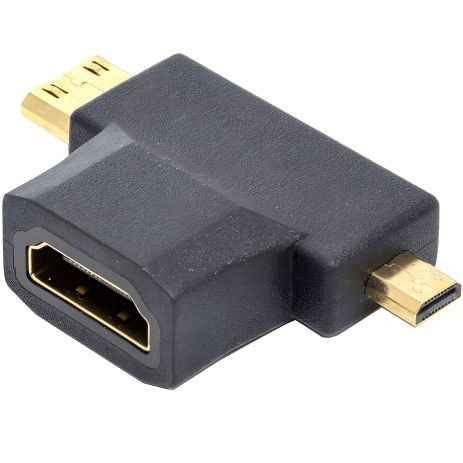 HDMI адаптер 3 in 1 Female to Mini HDMI Male + Micro HDMI Male HDMI адаптер 3 in 1 Female to Mini HDMI Male + Micro HDMI Male