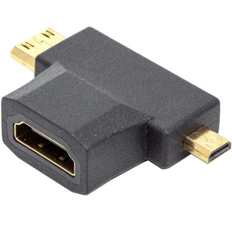 3 in 1 HDMI Female до Mini HDMI Male + Micro HDMI Male Adapter 3 in 1 HDMI Female до Mini HDMI Male + Micro HDMI Male Adapter