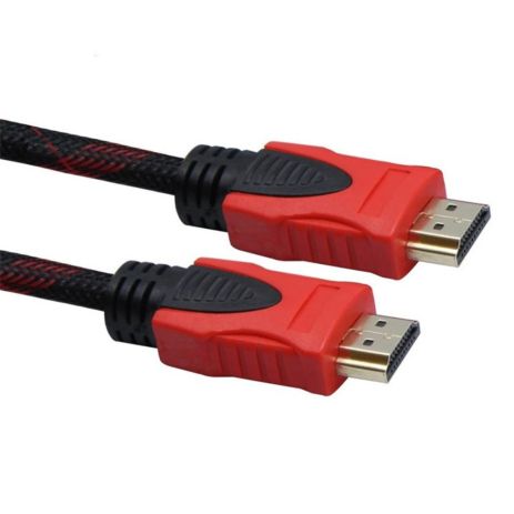 HDMI кабель 1.5m с нейлоновой оплёткой и позолоченными коннекторами чёрно-красный