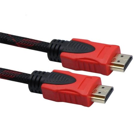 HDMI кабель 1.5m с нейлоновой оплёткой и позолоченными коннекторами чёрно-красный
