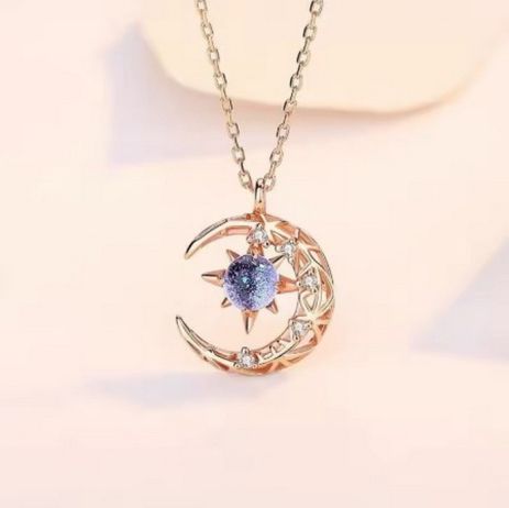 Кулон звезда солнце луна лунный свет с подвеской из кристалла, золотистая