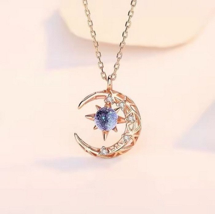 Кулон зірка сонце місяць місячне світло підвіска з кристалом каміння Кулон зірка сонце місяць місячне світло підвіска з кристалом каміння