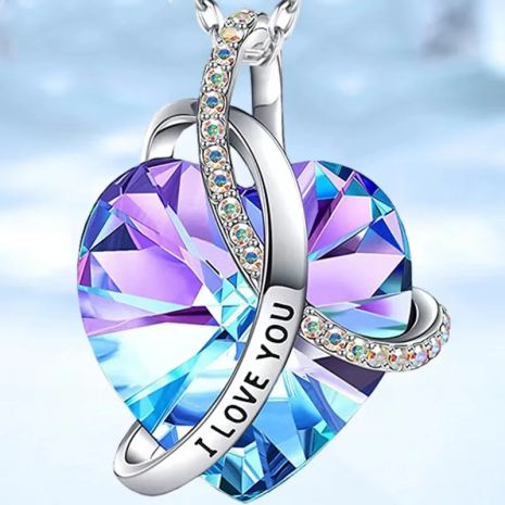 Кулон серце з кристалом аметисом I love you підвіска сердечко Кулон серце з кристалом аметисом I love you підвіска сердечко
