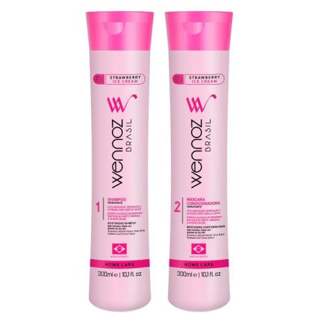 Набор Wennoz Brasil Strawberry Ice Cream DUO шампунь и кондиционер для сухих и поврежденных волос 2х300 мл Набор Wennoz Brasil Strawberry Ice Cream DUO шампунь и кондиционер для сухих и поврежденных волос 2х300 мл
