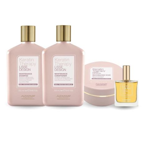 Набір Alfaparf Milano Lisse Design Keratin Therapy QUAD-2 шампунь, кондиціонер, маска, олійка для волосся 2x250+200+50 мл Набір Alfaparf Milano Lisse Design Keratin Therapy QUAD-2 шампунь, кондиціонер, маска, олійка для волосся 2x250+200+50 мл