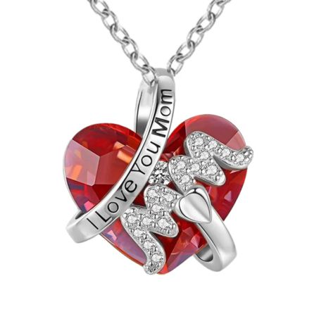 Подвеска с красным сердцем Mom I Love You кулон я люблю маму Подвеска с красным сердцем Mom I Love You кулон я люблю маму