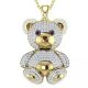Кулон милый медведь с белыми кристаллами подвеска мишка