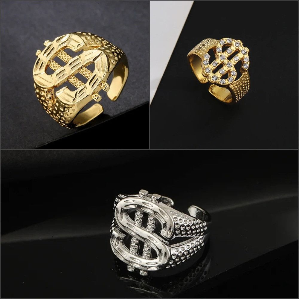 Кільце знак $ долар США перстень хіп-хоп регульований Кільце знак $ долар США перстень хіп-хоп регульований